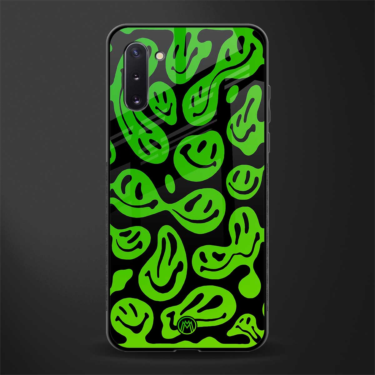 acid smiles neon green glass case for samsung galaxy note 10 image