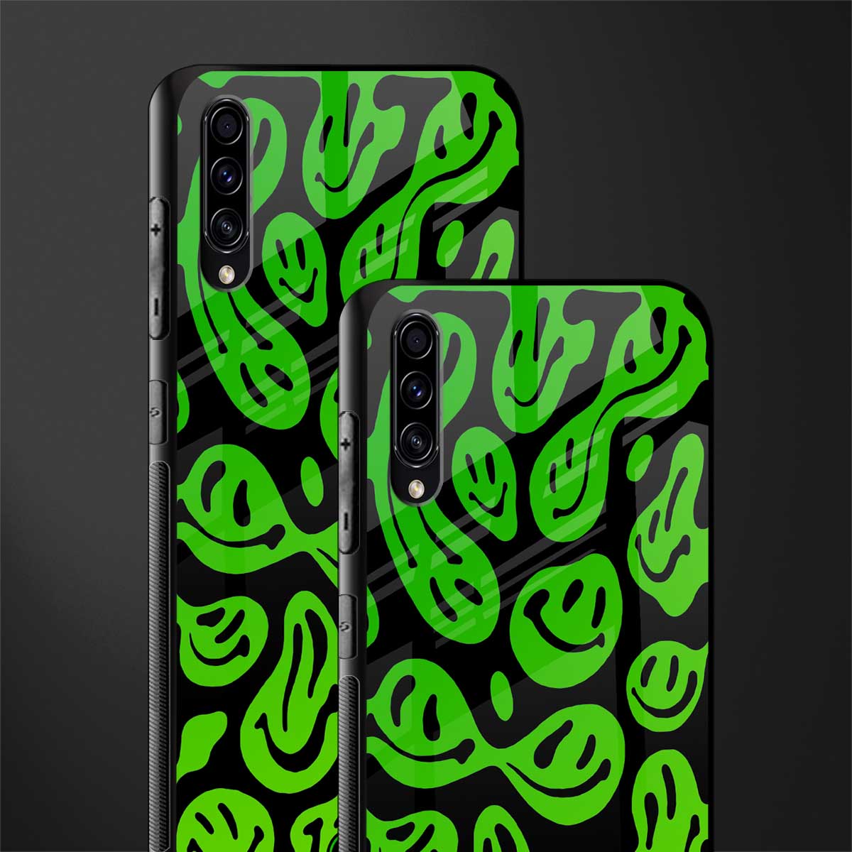acid smiles neon green glass case for samsung galaxy a70s image-2