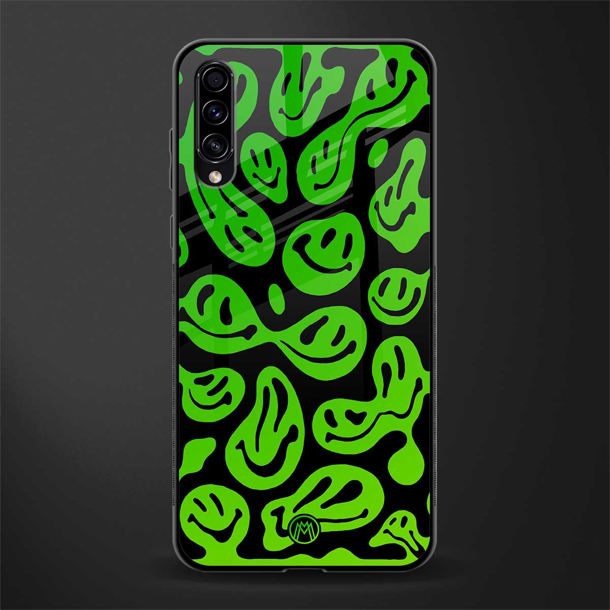 acid smiles neon green glass case for samsung galaxy a70s image