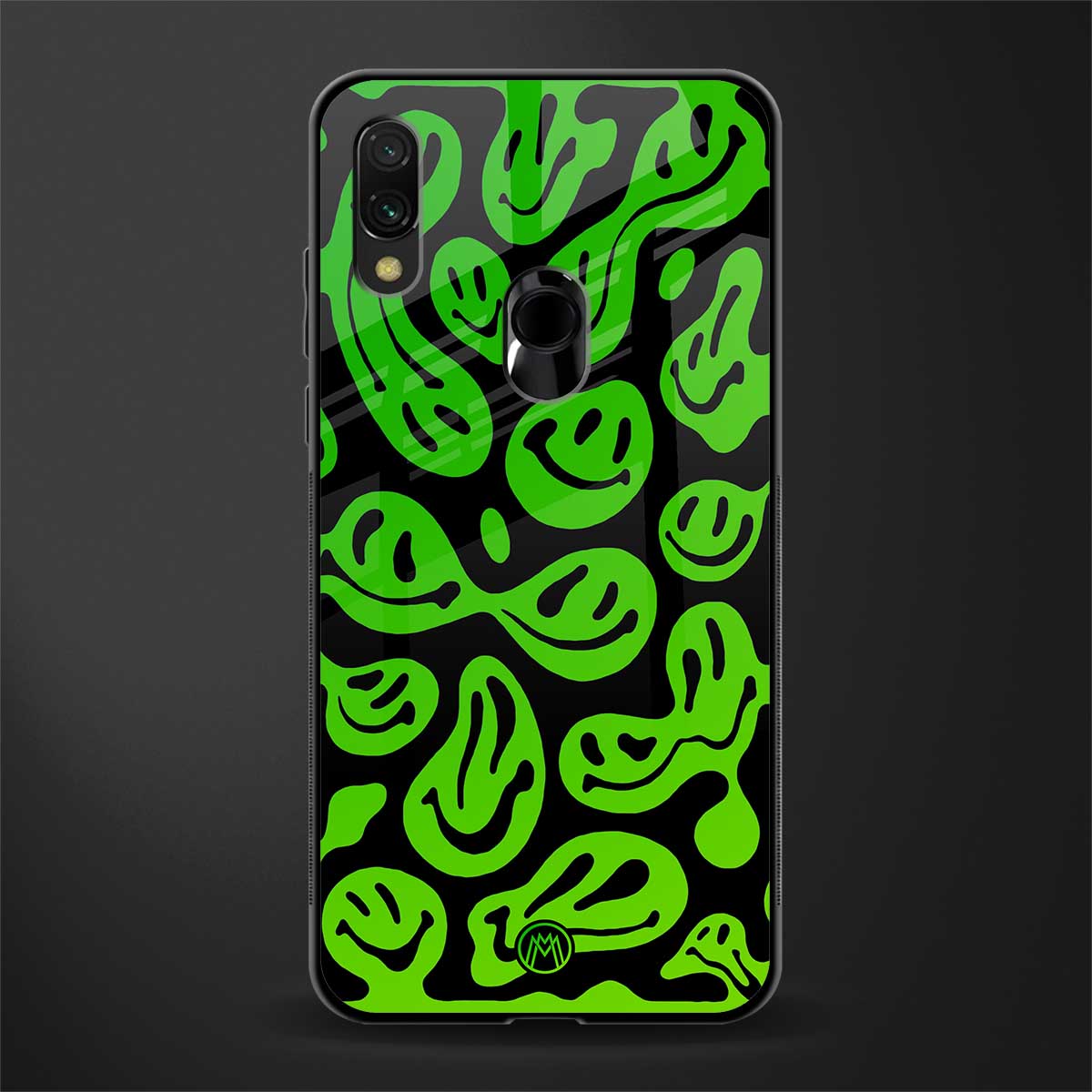 acid smiles neon green glass case for redmi note 7 pro image