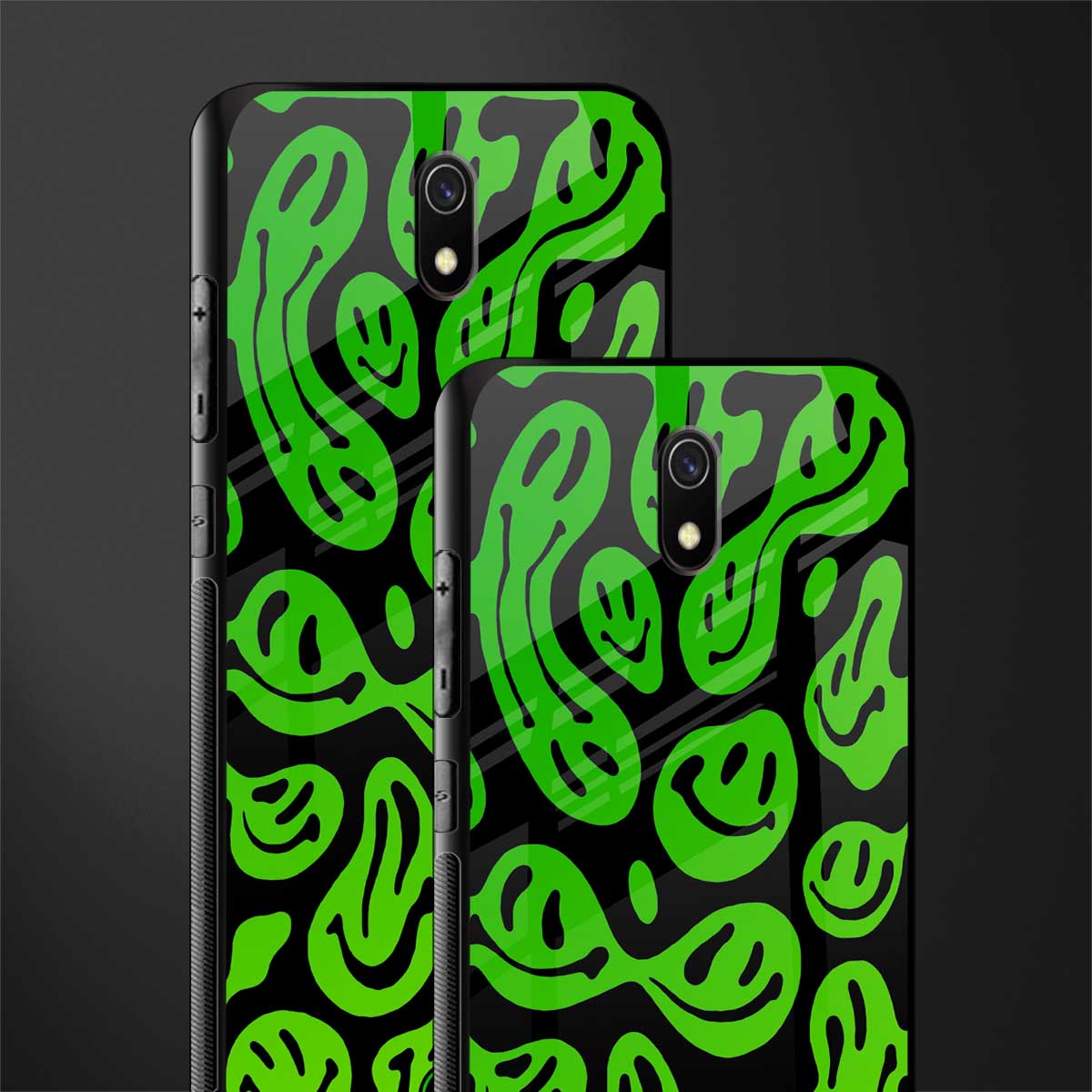 acid smiles neon green glass case for redmi 8a image-2