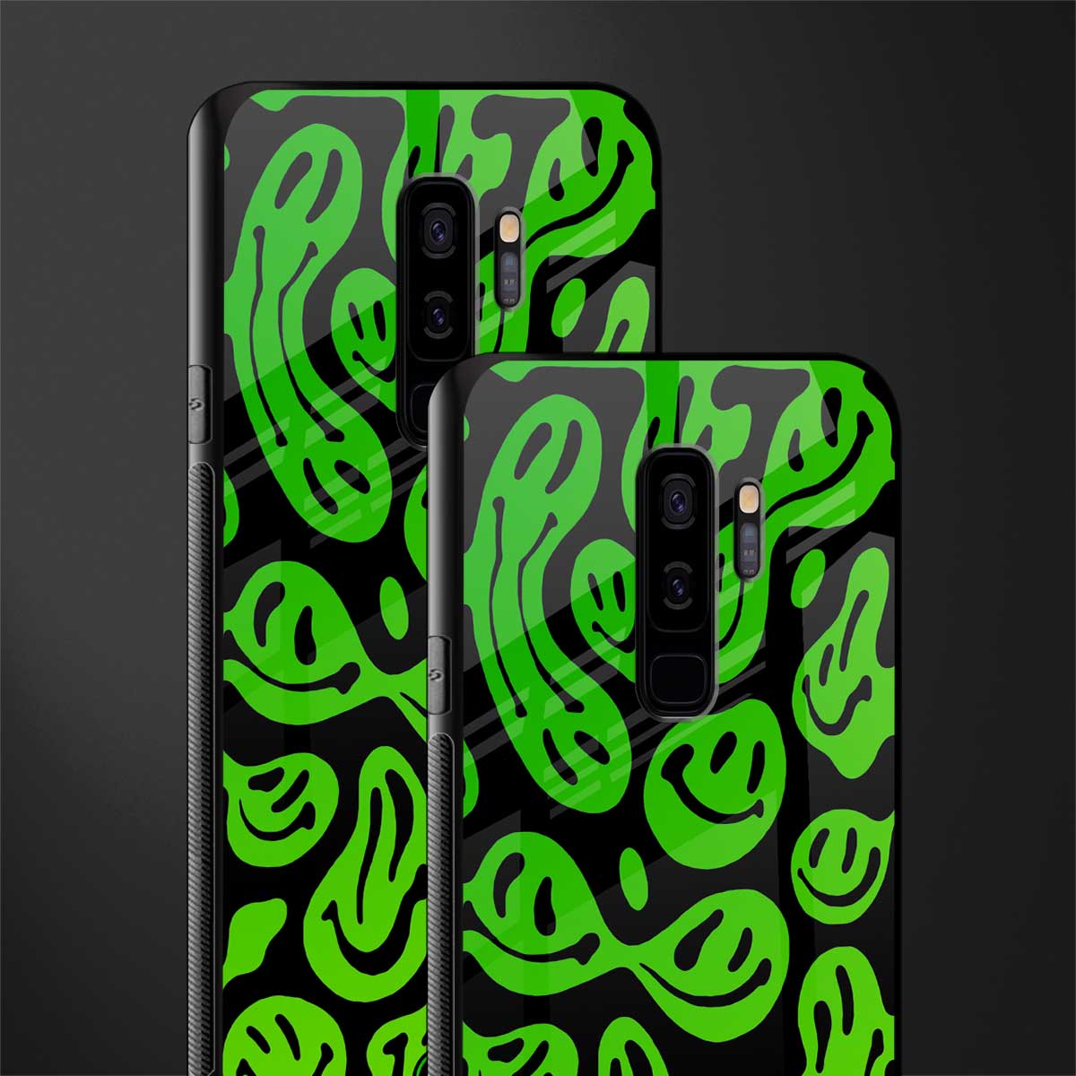 acid smiles neon green glass case for samsung galaxy s9 plus image-2