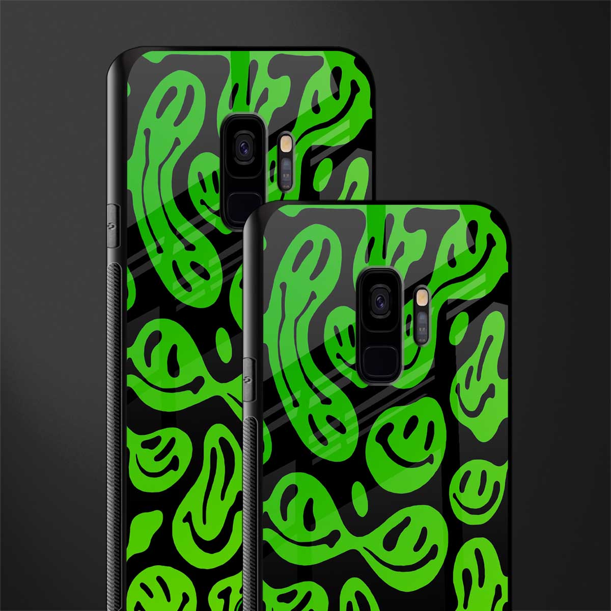 acid smiles neon green glass case for samsung galaxy s9 image-2