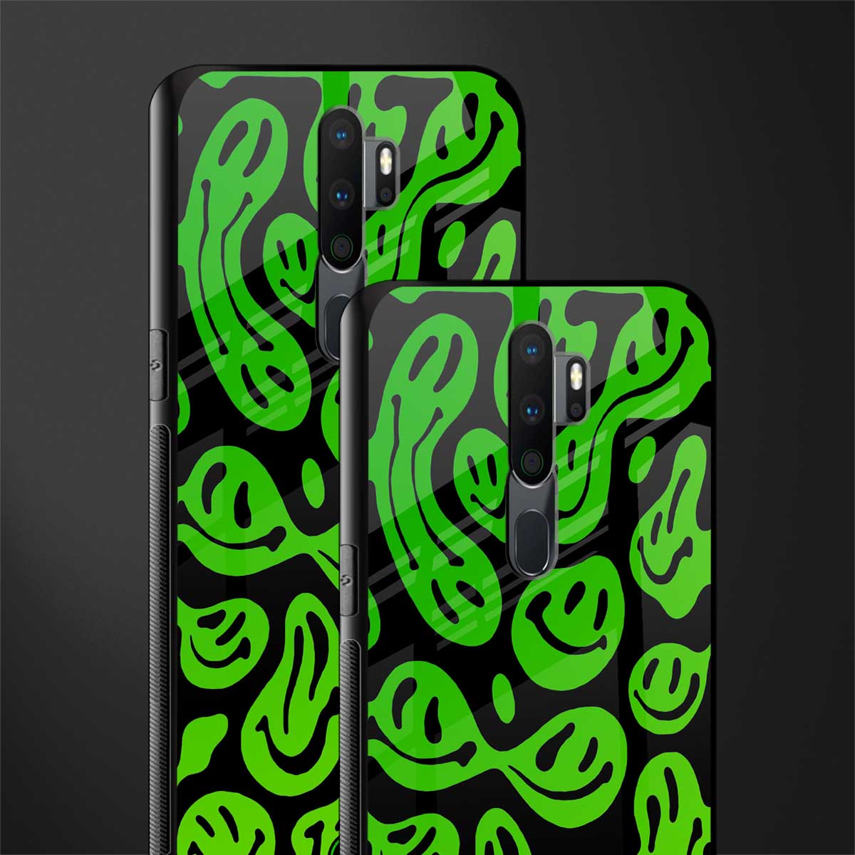 acid smiles neon green glass case for oppo a9 2020 image-2