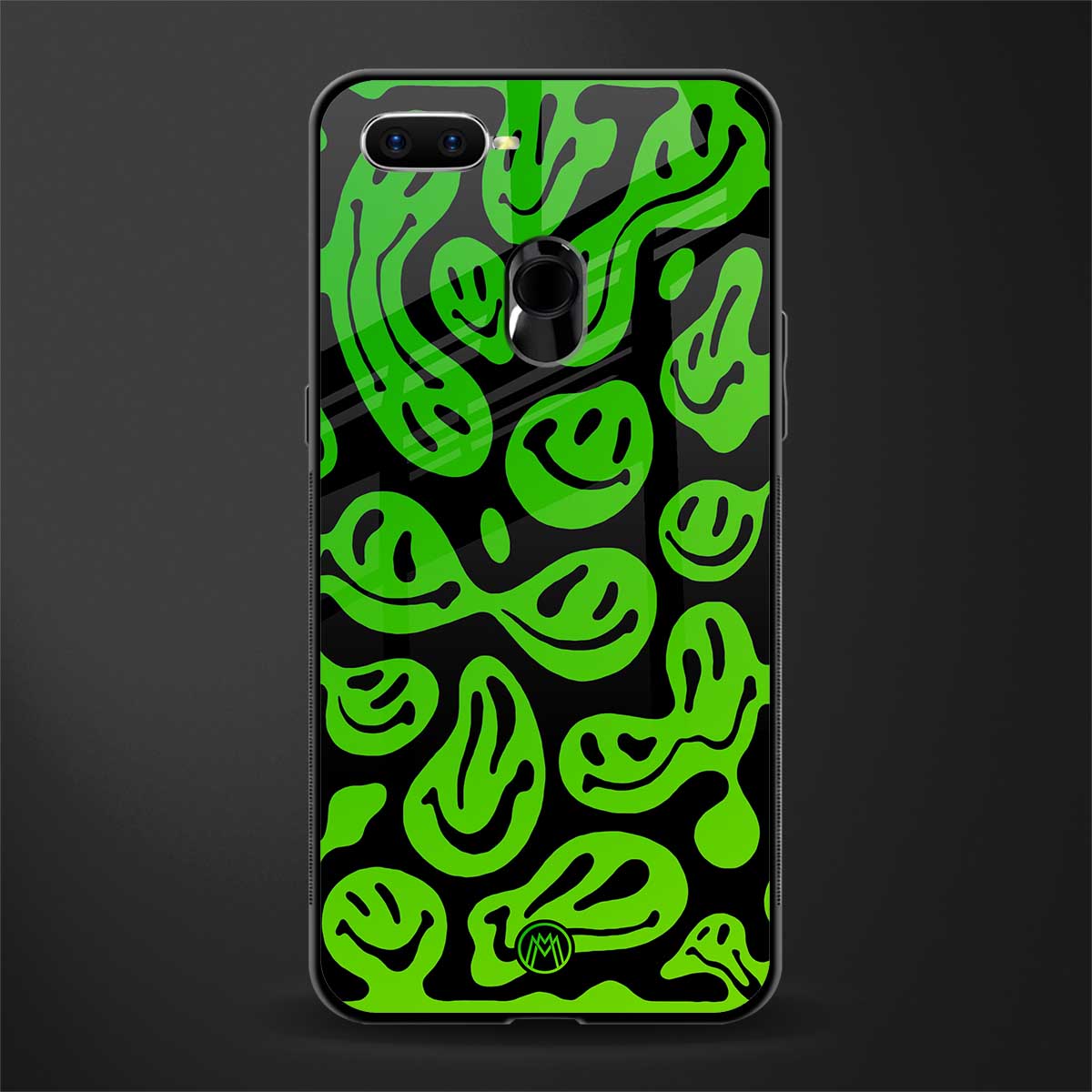 acid smiles neon green glass case for oppo a5s image