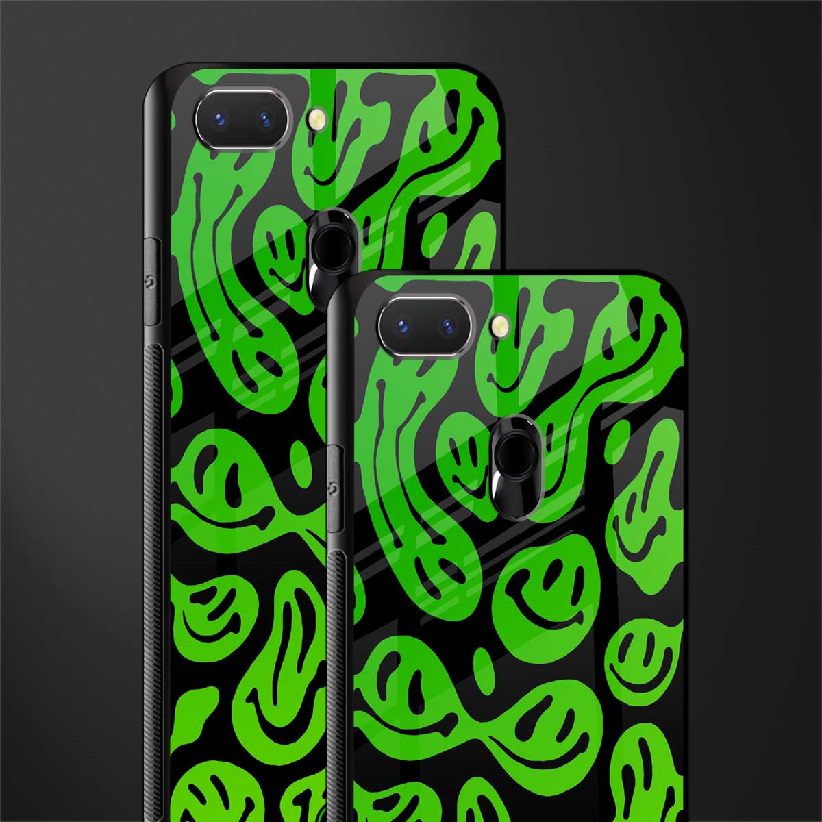 acid smiles neon green glass case for oppo a5 image-2