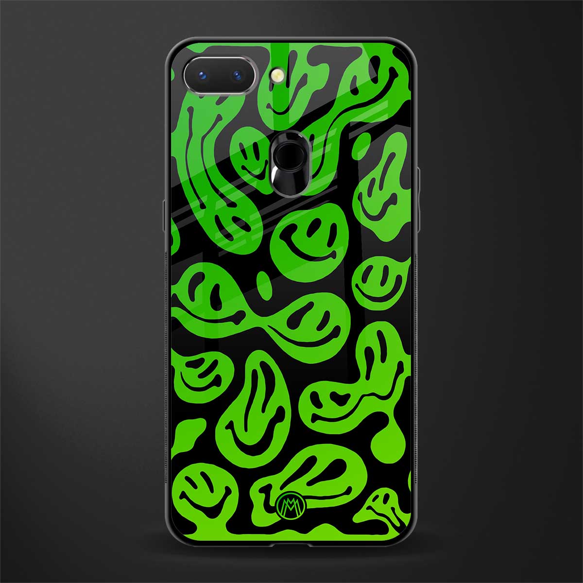 acid smiles neon green glass case for oppo a5 image