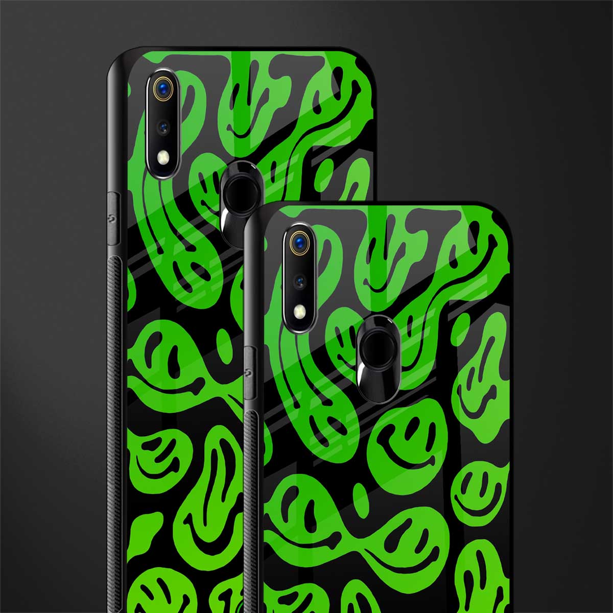 acid smiles neon green glass case for realme 3 pro image-2