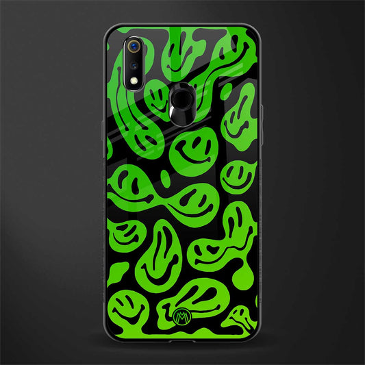 acid smiles neon green glass case for realme 3 image