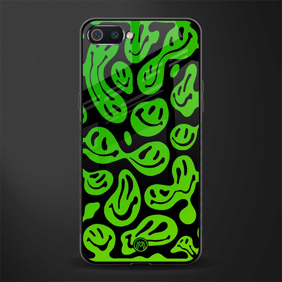 acid smiles neon green glass case for realme c2 image