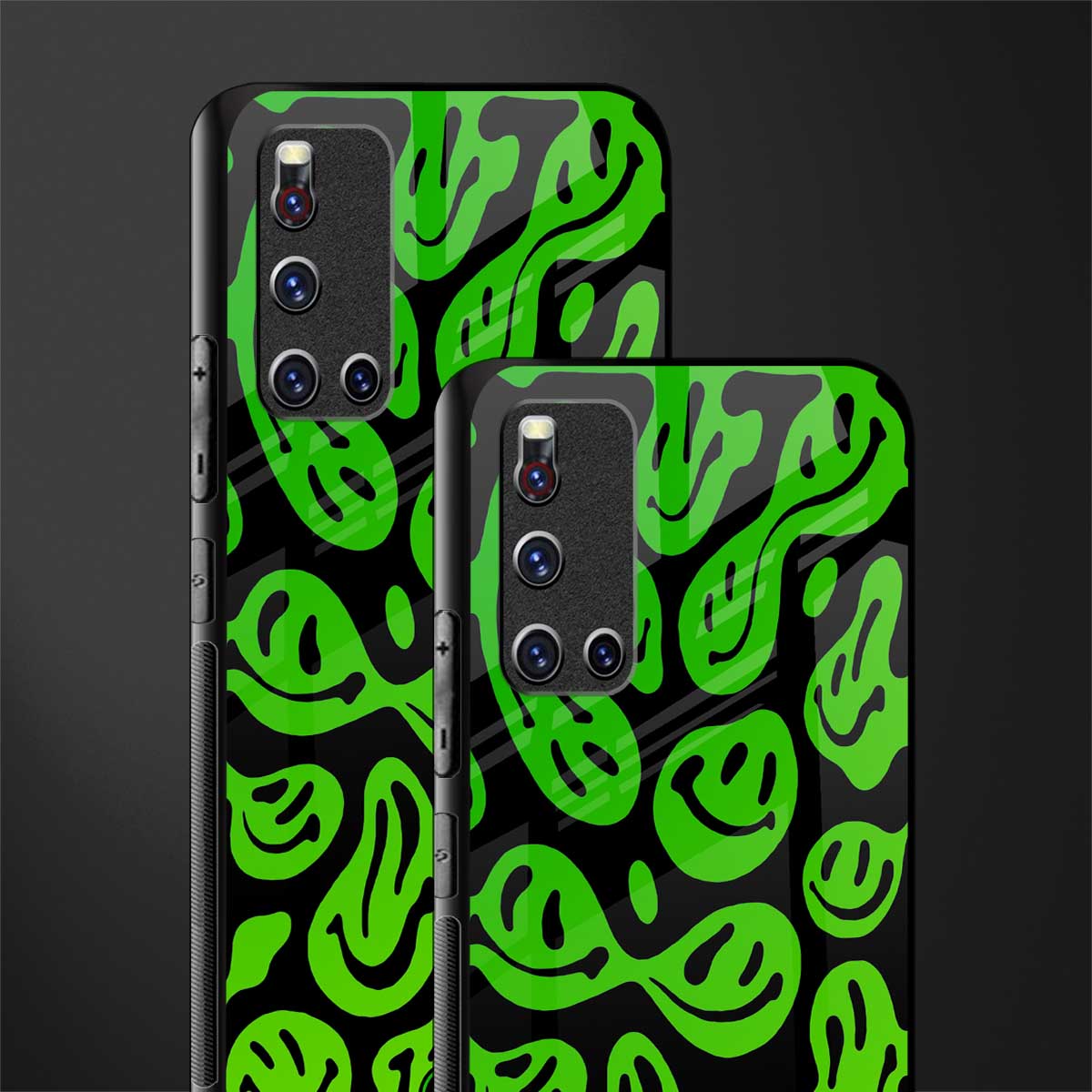 acid smiles neon green glass case for vivo v19 image-2