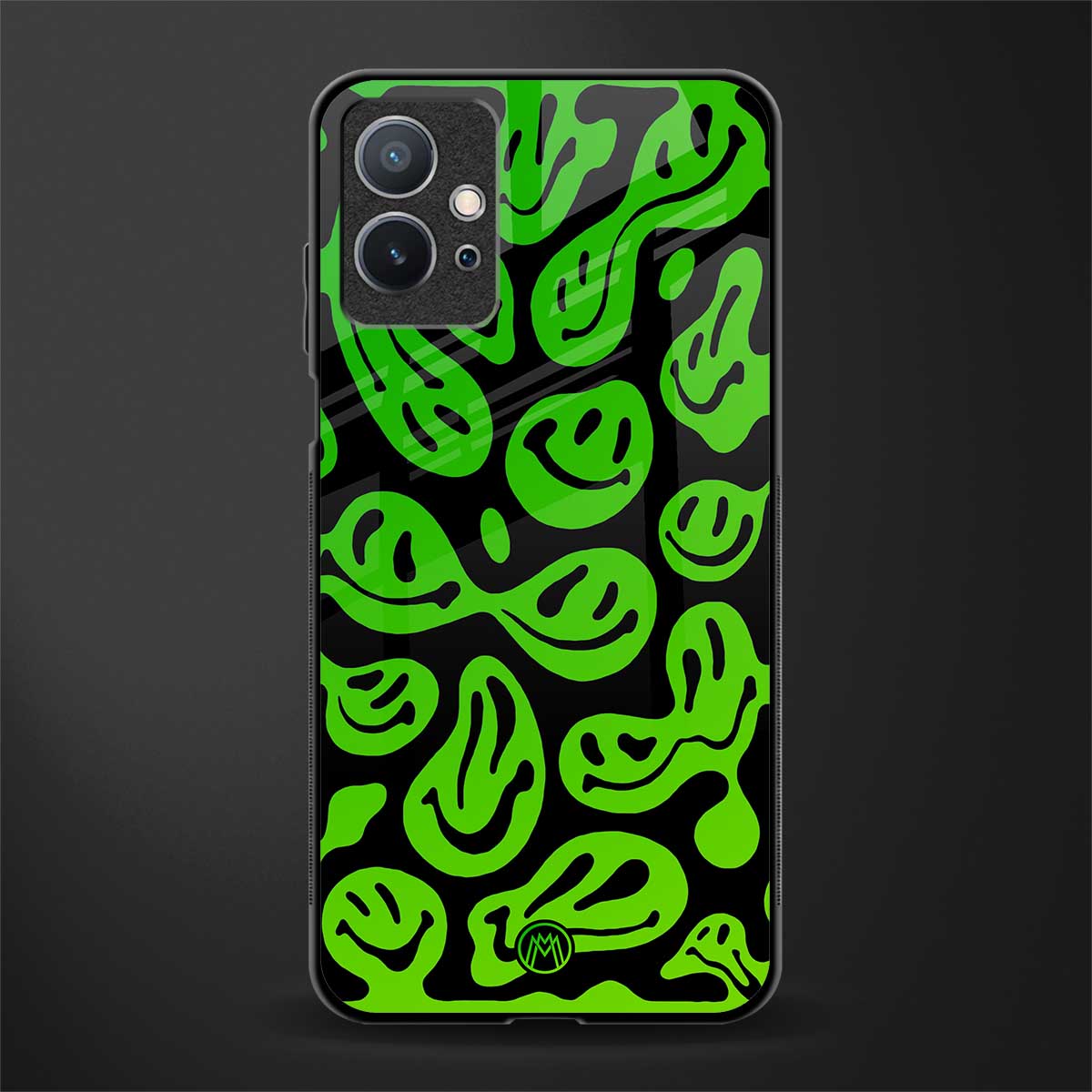 acid smiles neon green glass case for vivo y75 5g image