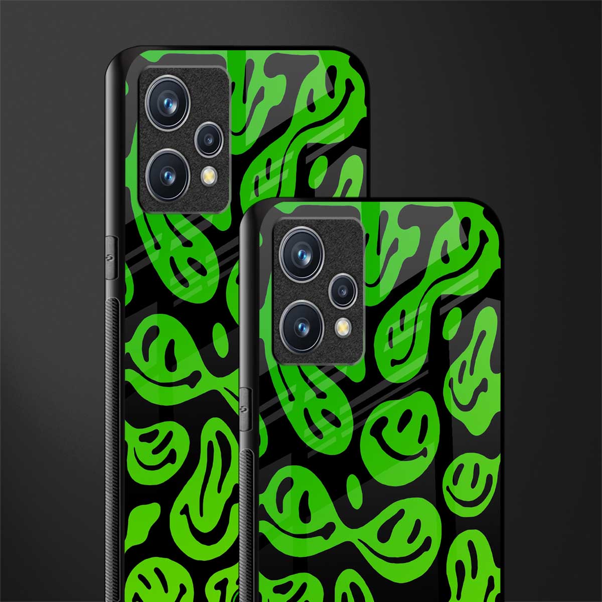 acid smiles neon green glass case for realme 9 4g image-2