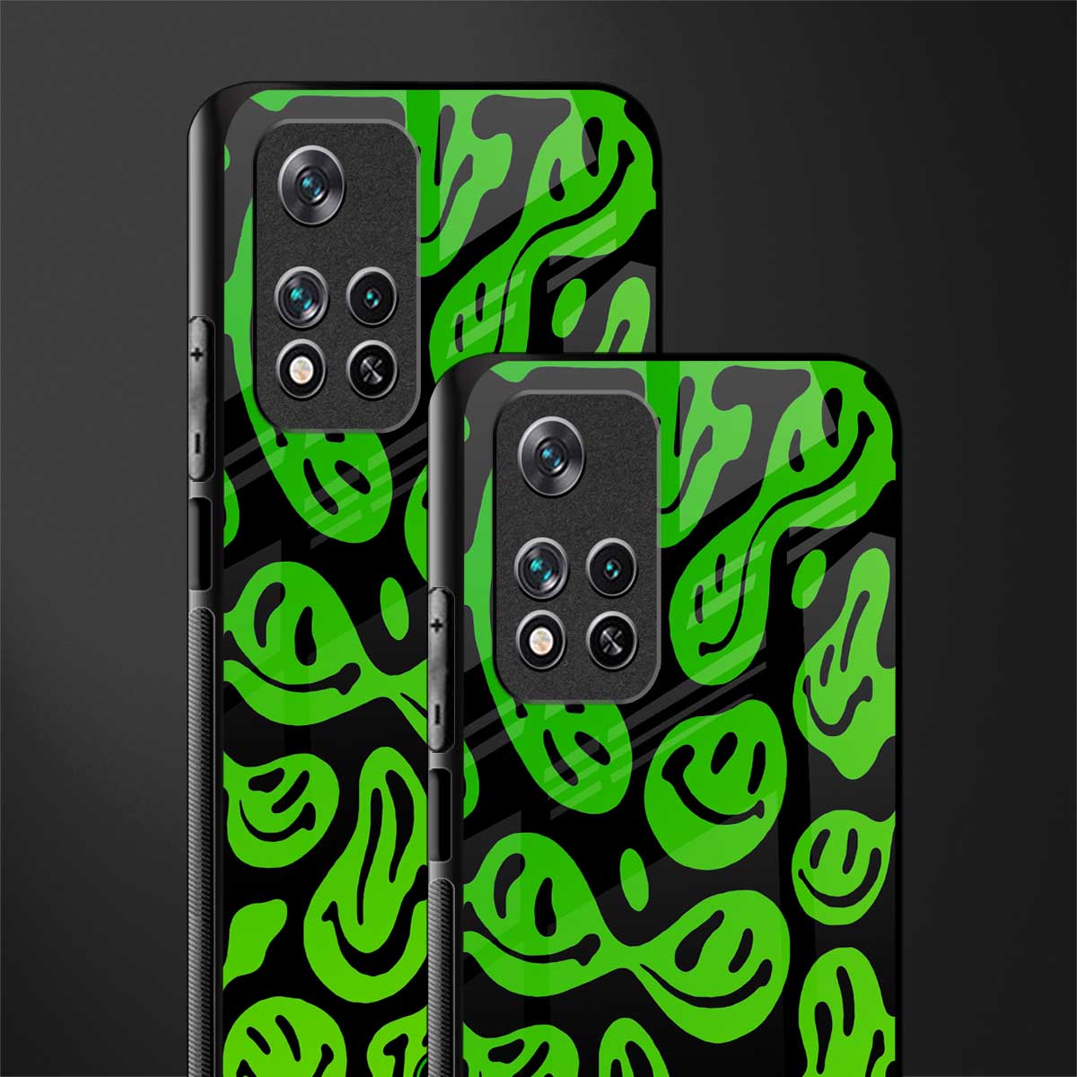 acid smiles neon green glass case for poco m4 pro 5g image-2