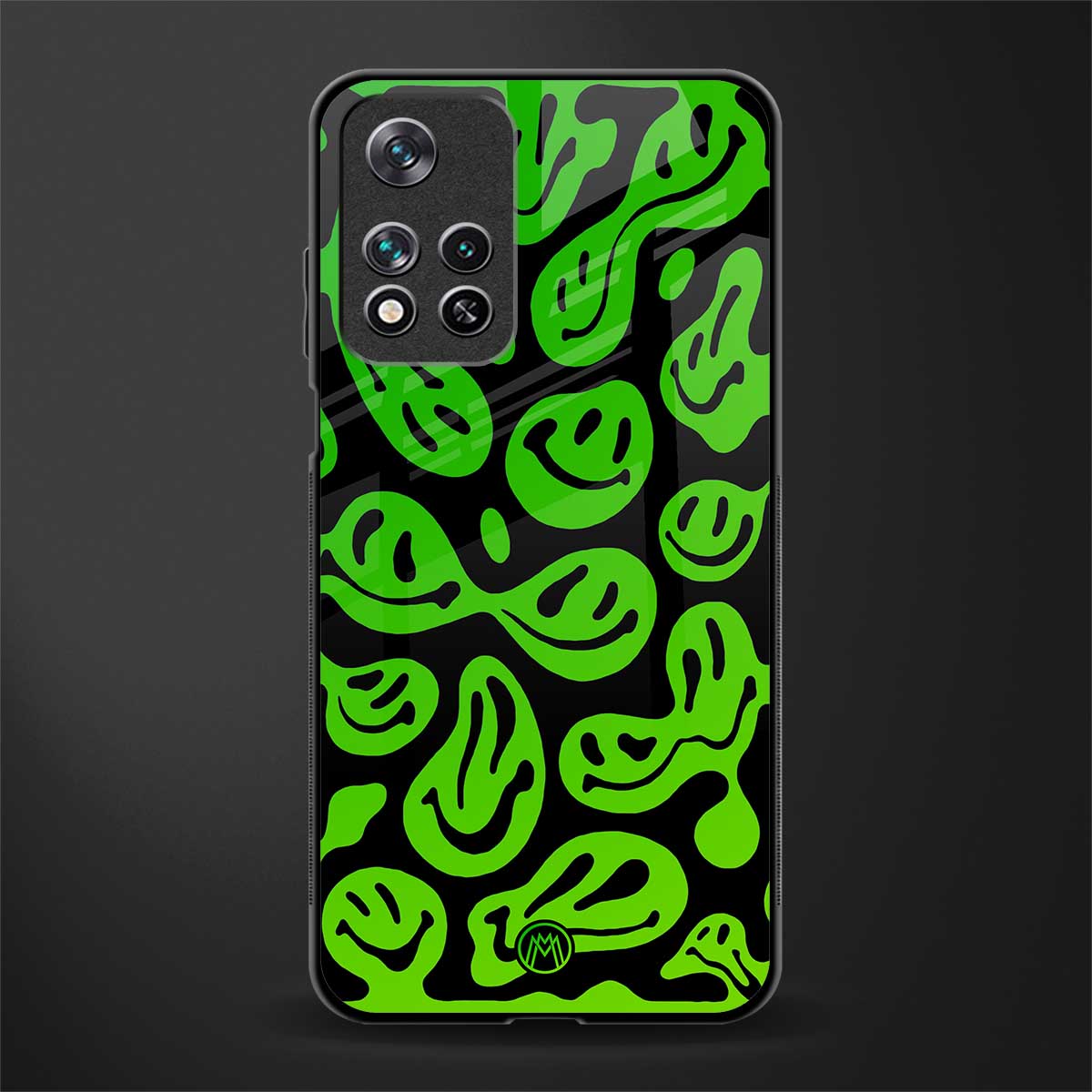 acid smiles neon green glass case for xiaomi 11i 5g image