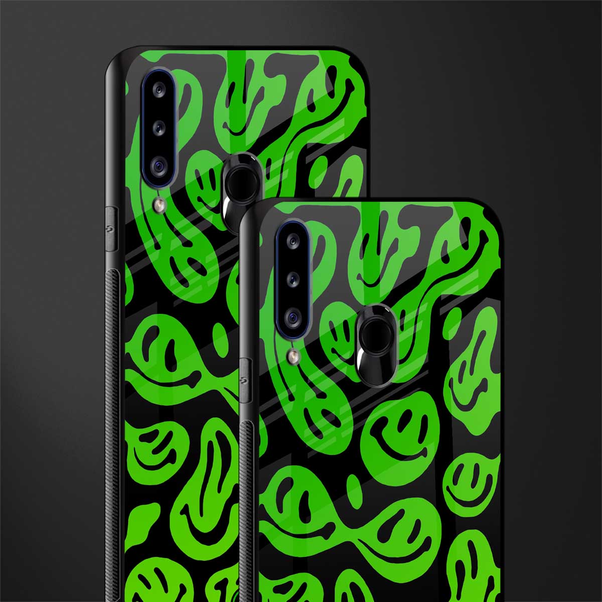 acid smiles neon green glass case for samsung galaxy a20s image-2