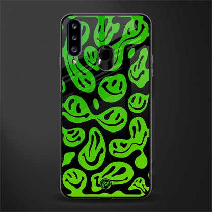 acid smiles neon green glass case for samsung galaxy a20s image
