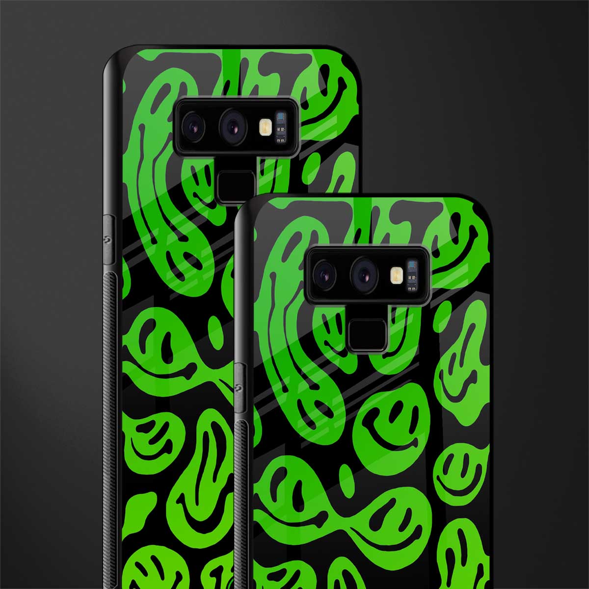 acid smiles neon green glass case for samsung galaxy note 9 image-2