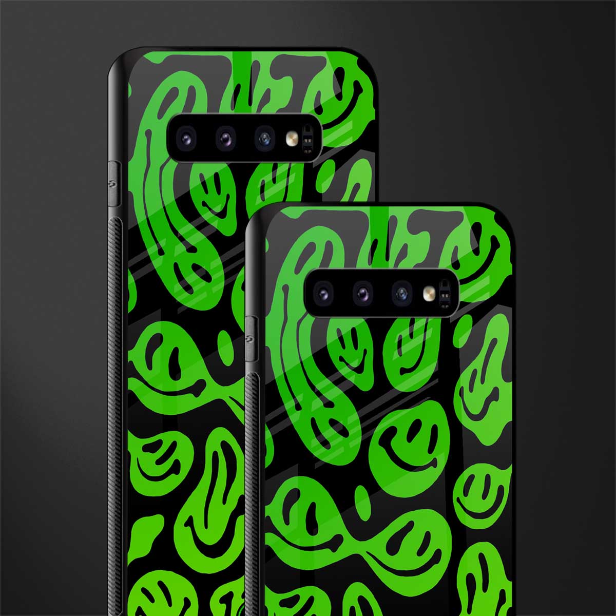 acid smiles neon green glass case for samsung galaxy s10 plus image-2