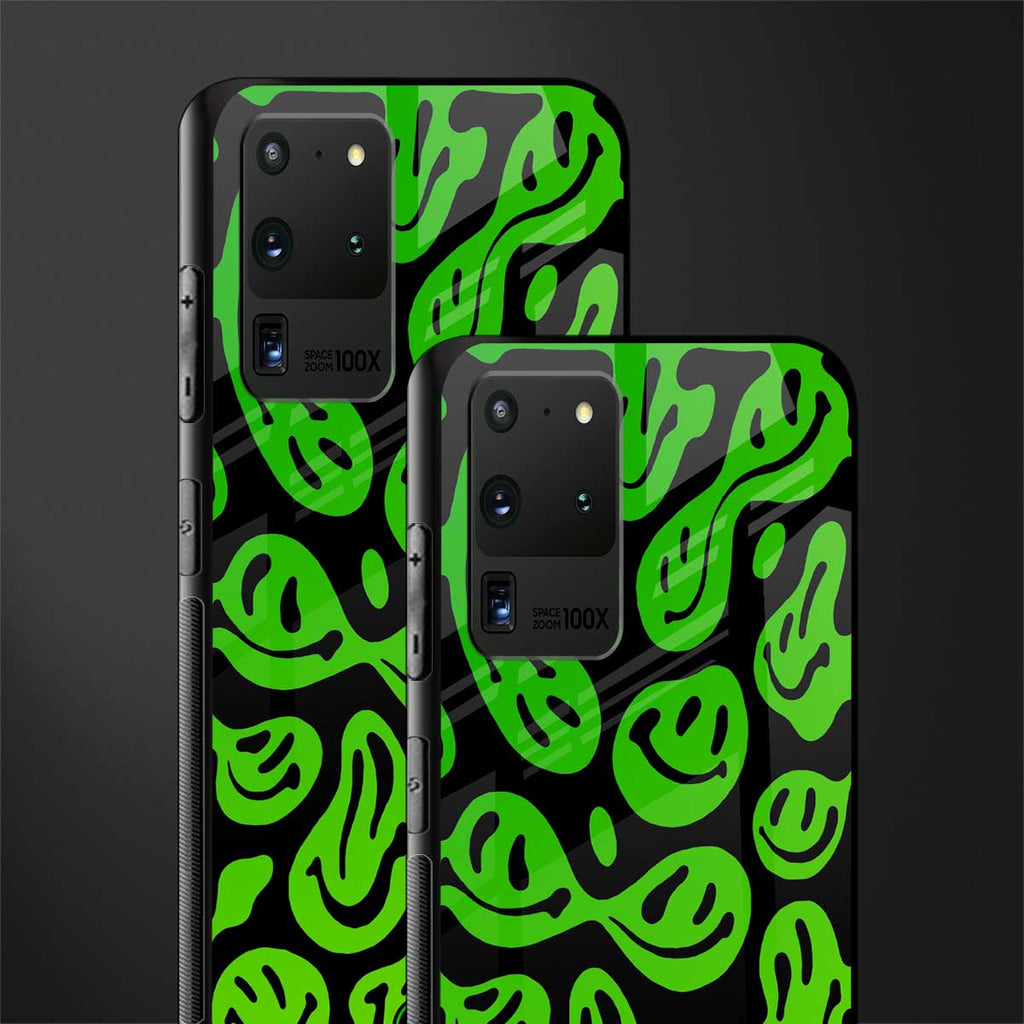 acid smiles neon green glass case for samsung galaxy s20 ultra image-2