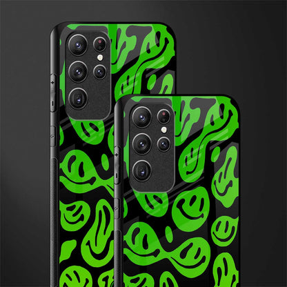 acid smiles neon green glass case for samsung galaxy s21 ultra image-2