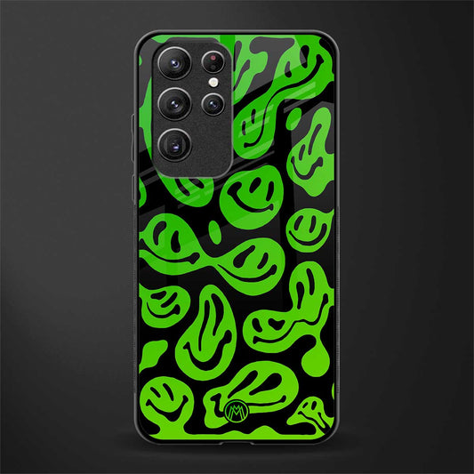 acid smiles neon green glass case for samsung galaxy s21 ultra image