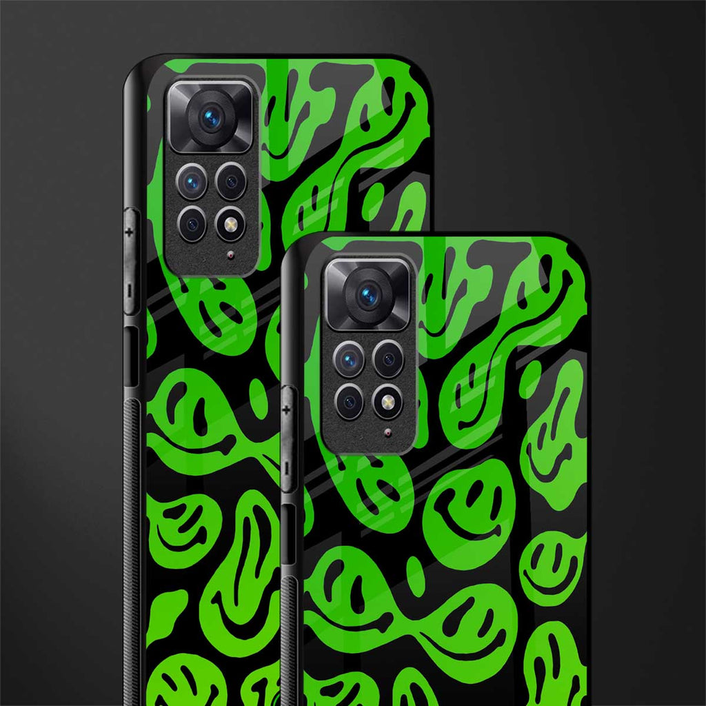 acid smiles neon green glass case for redmi note 11s image-2