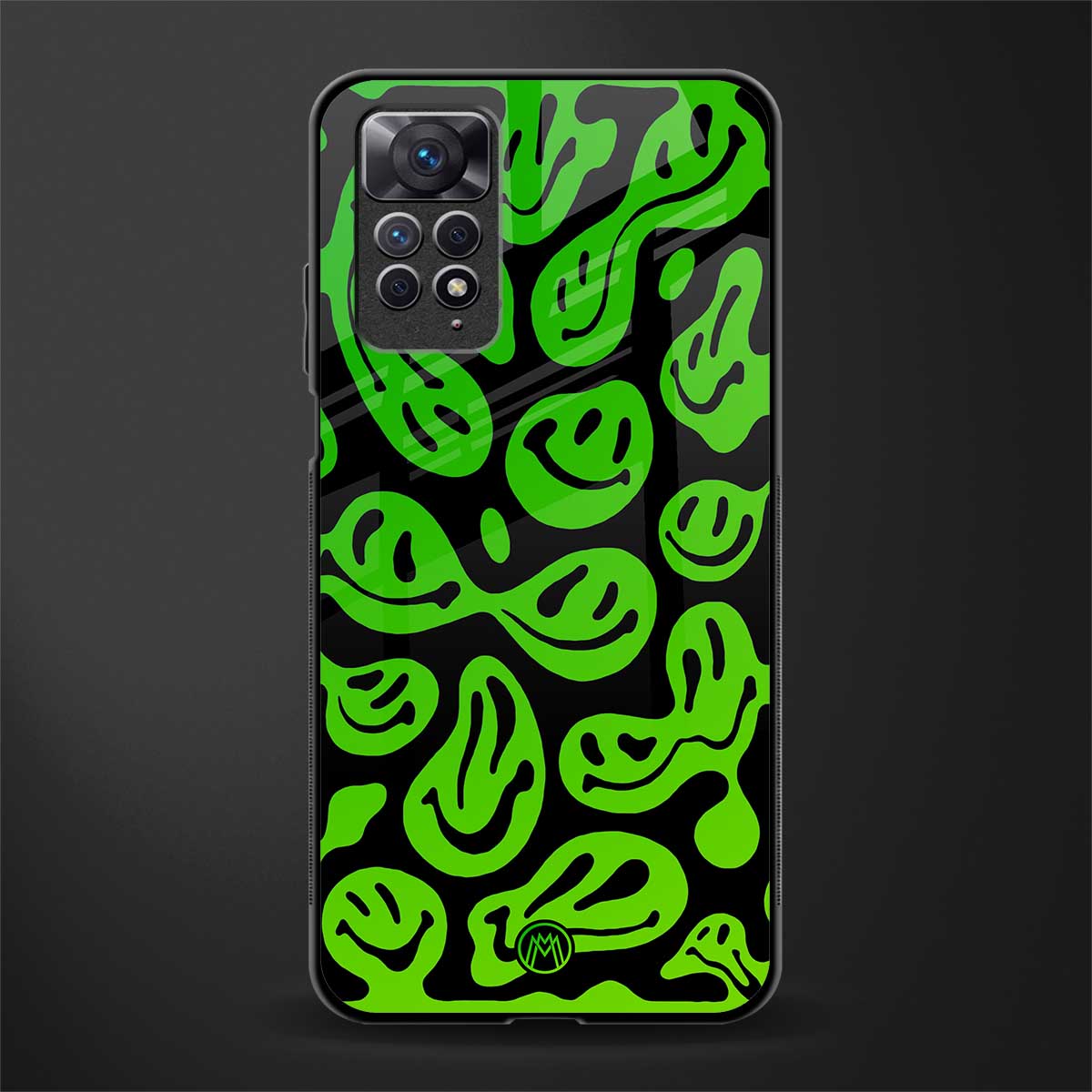 acid smiles neon green glass case for redmi note 11 pro image