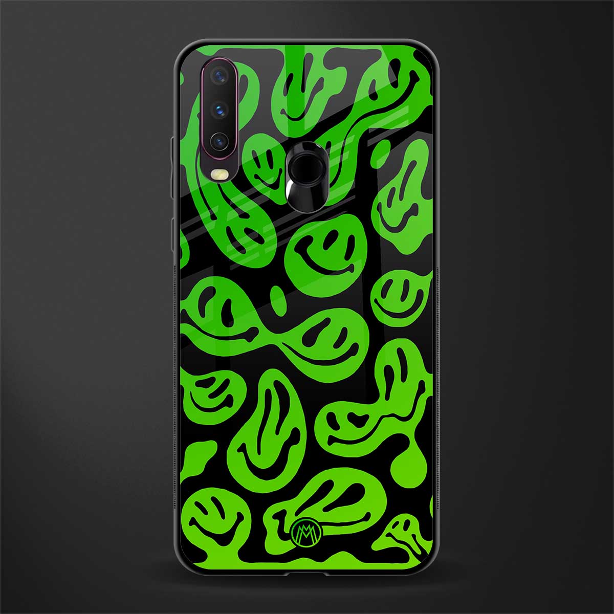 acid smiles neon green glass case for vivo y12 image
