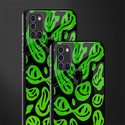 acid smiles neon green glass case for samsung galaxy a21s image-2
