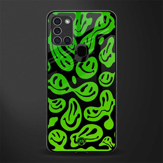 acid smiles neon green glass case for samsung galaxy a21s image