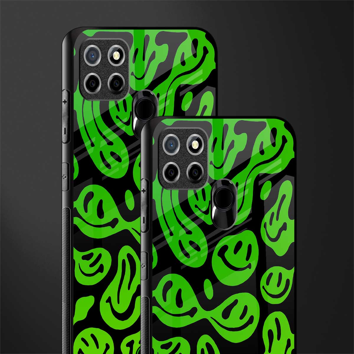 acid smiles neon green glass case for realme narzo 30a image-2