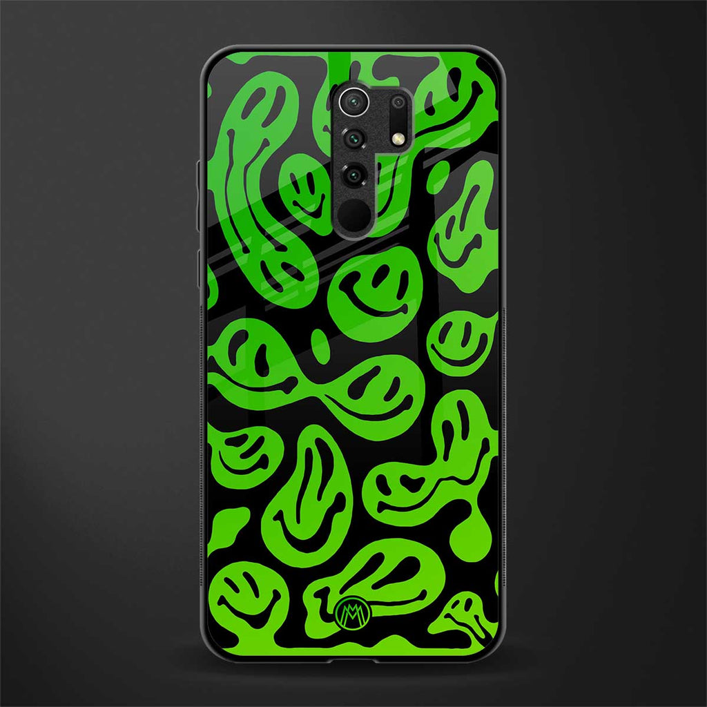 acid smiles neon green glass case for redmi 9 prime image