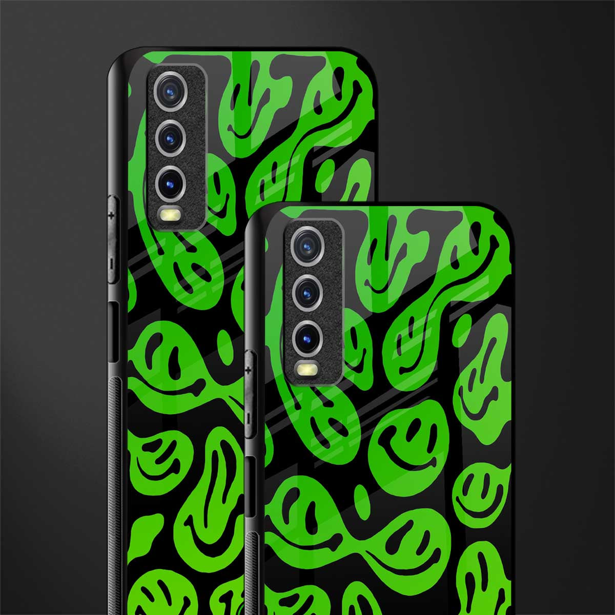 acid smiles neon green glass case for vivo y12g image-2