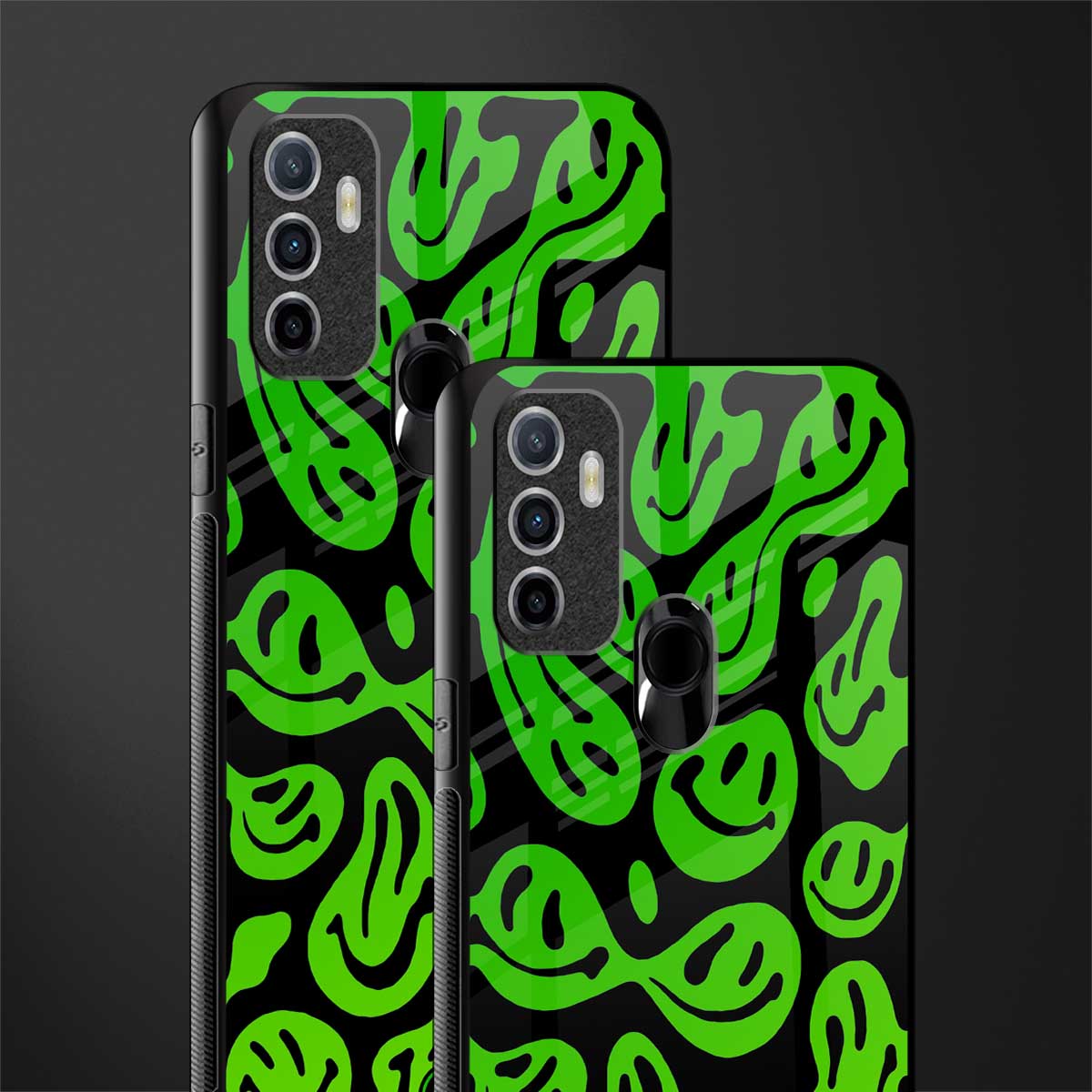 acid smiles neon green glass case for oppo a53 image-2