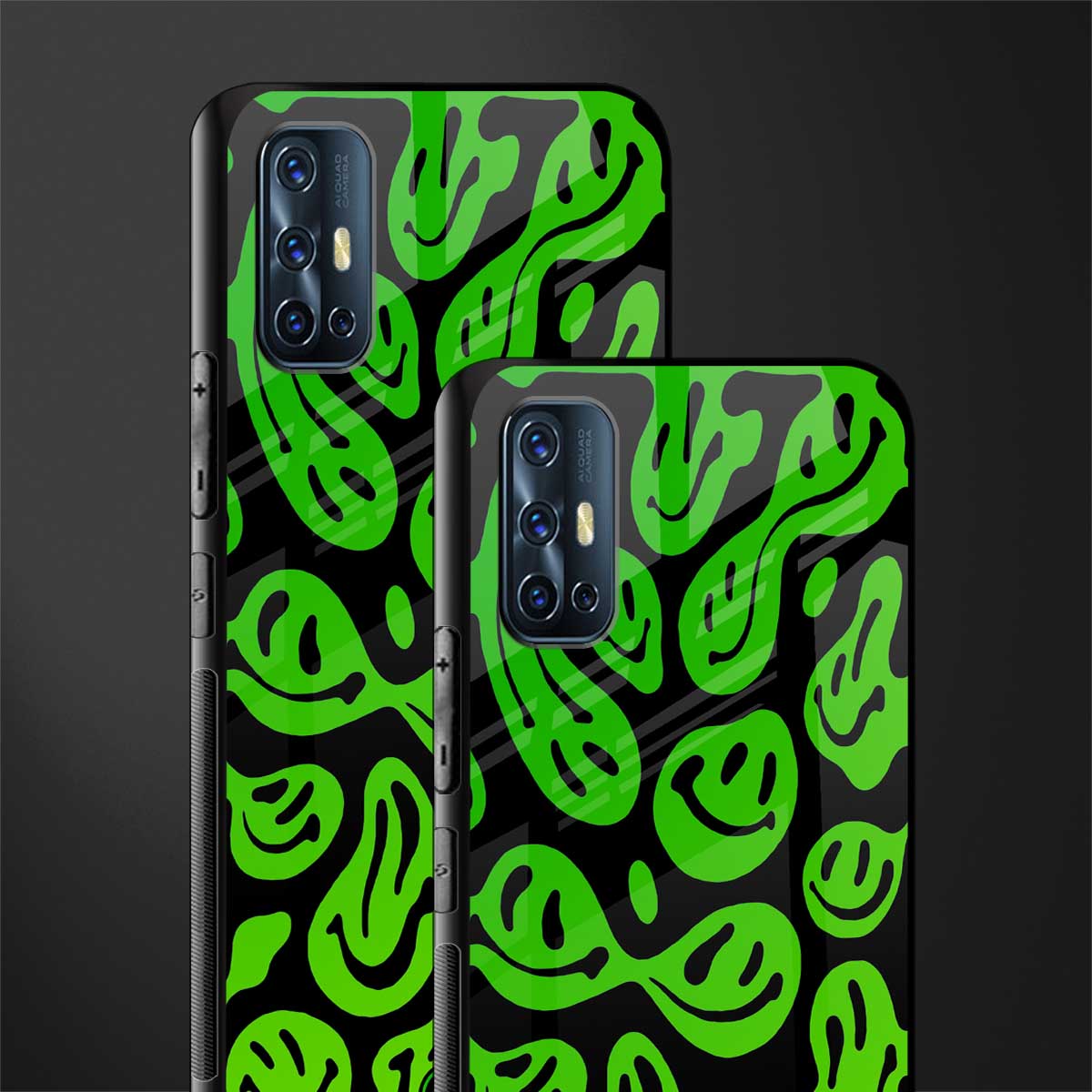 acid smiles neon green glass case for vivo v17 image-2