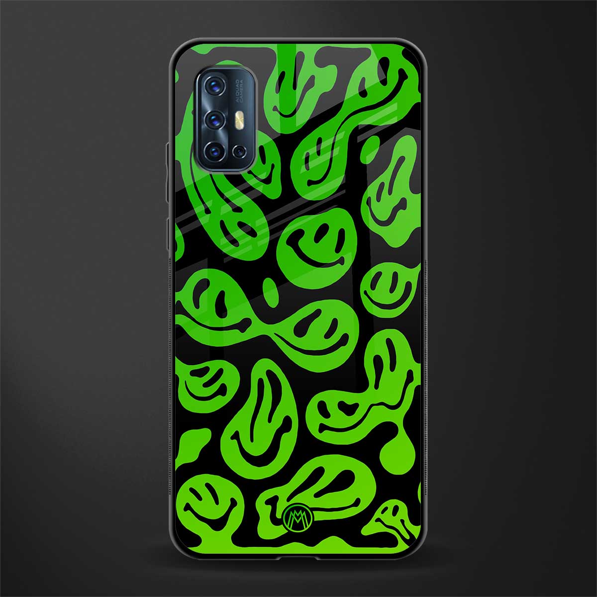 acid smiles neon green glass case for vivo v17 image