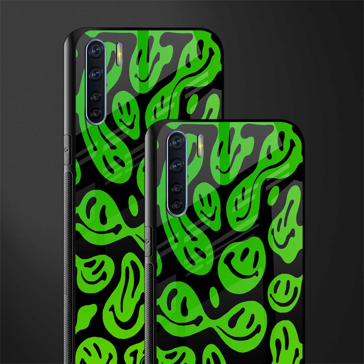 acid smiles neon green glass case for oppo f15 image-2