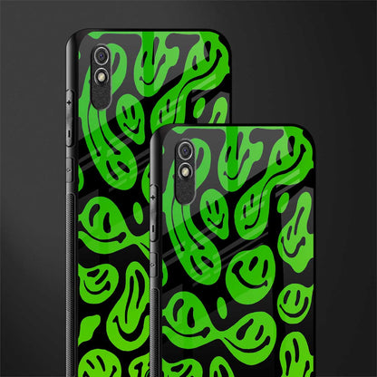 acid smiles neon green glass case for redmi 9a image-2