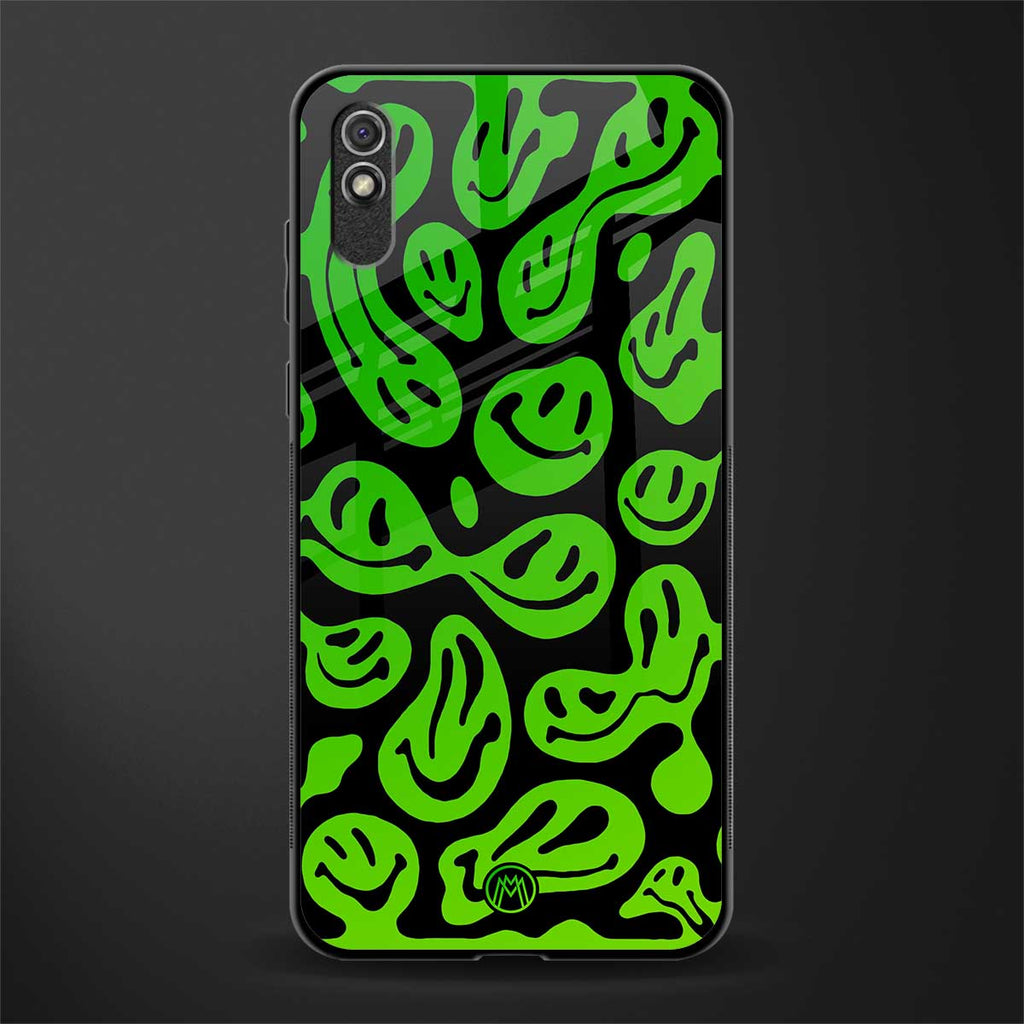 acid smiles neon green glass case for redmi 9i image