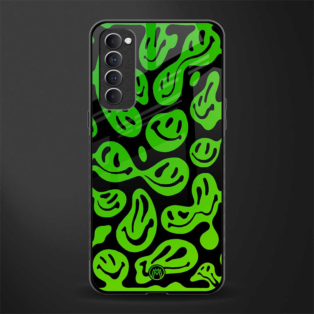 acid smiles neon green glass case for oppo reno 4 pro image