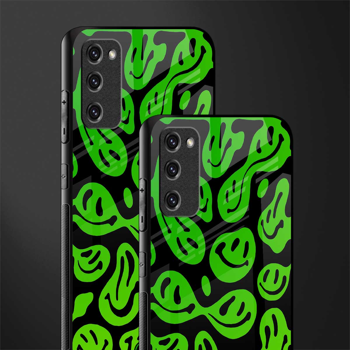 acid smiles neon green glass case for samsung galaxy s20 fe image-2