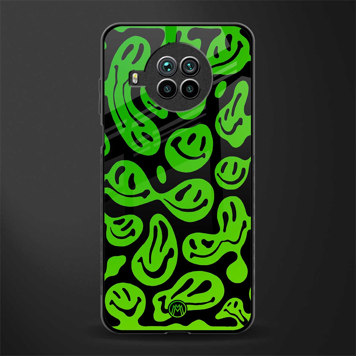 acid smiles neon green glass case for mi 10i image