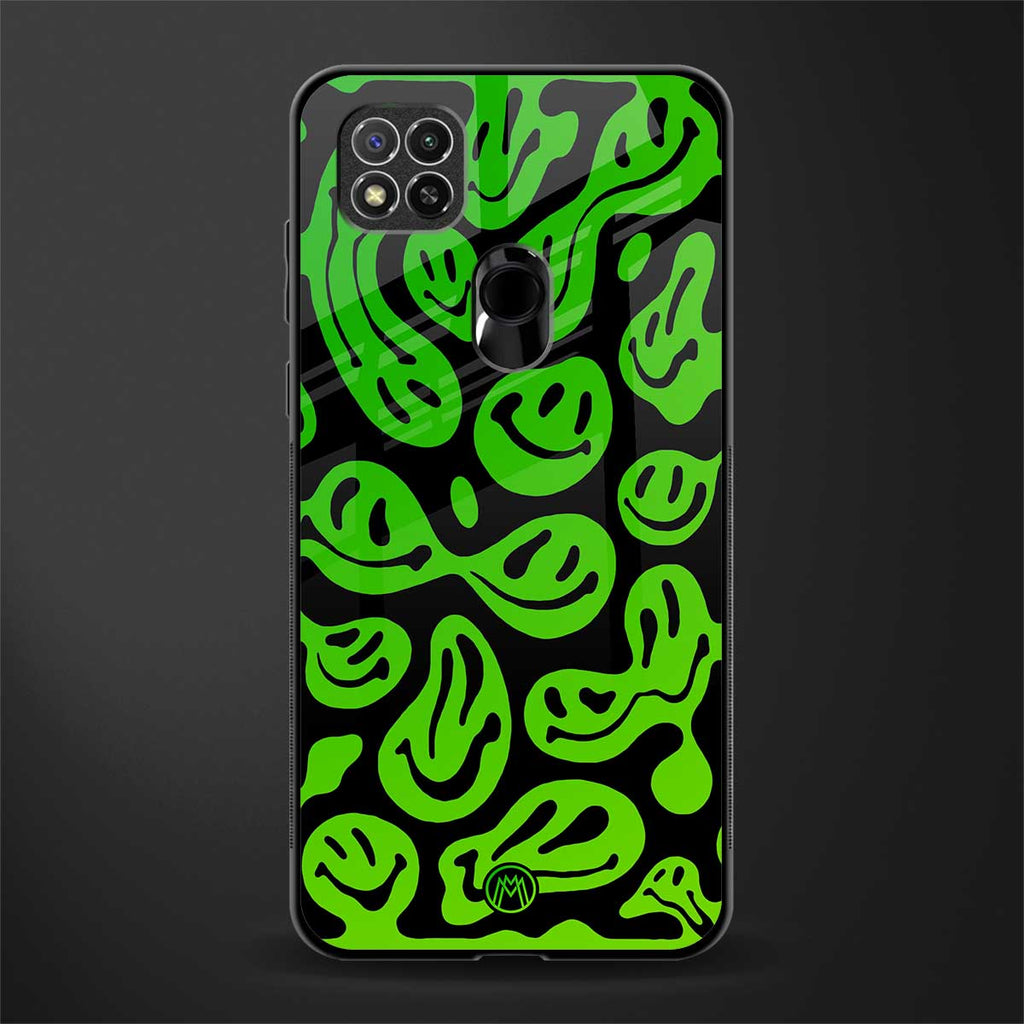 acid smiles neon green glass case for redmi 9c image