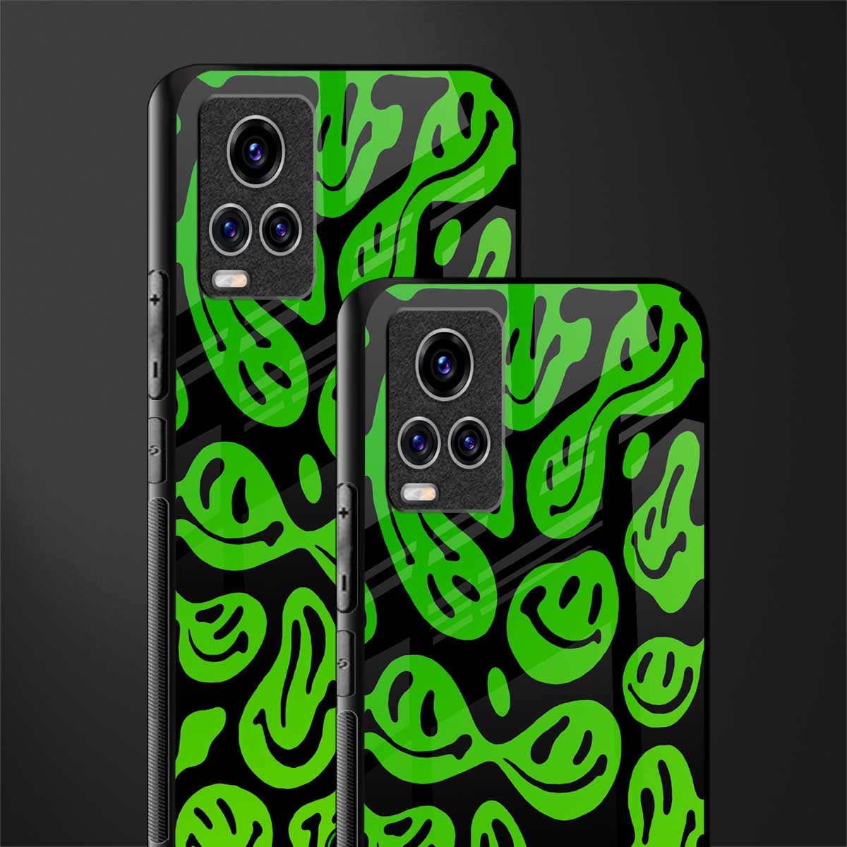 acid smiles neon green glass case for vivo v20 pro image-2