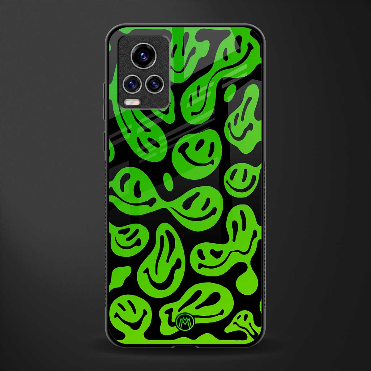 acid smiles neon green glass case for vivo v20 pro image