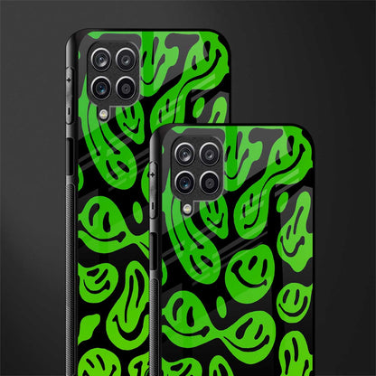 acid smiles neon green glass case for samsung galaxy f12 image-2