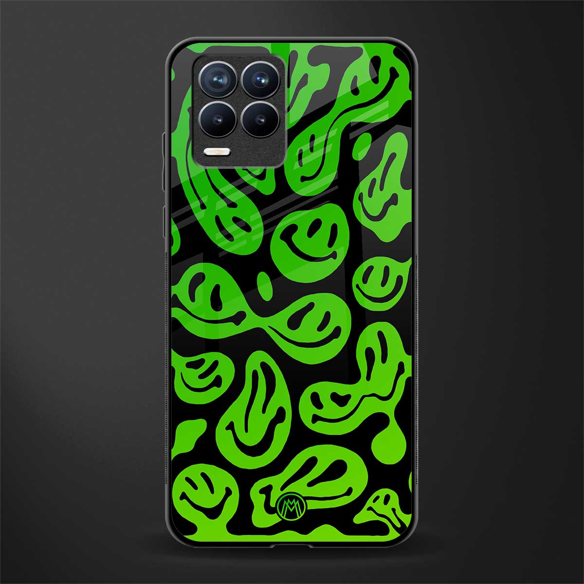 acid smiles neon green glass case for realme 8 pro image