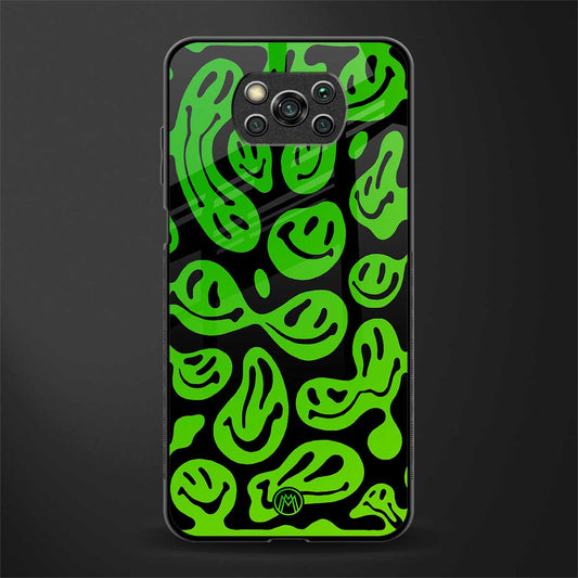 acid smiles neon green glass case for poco x3 image