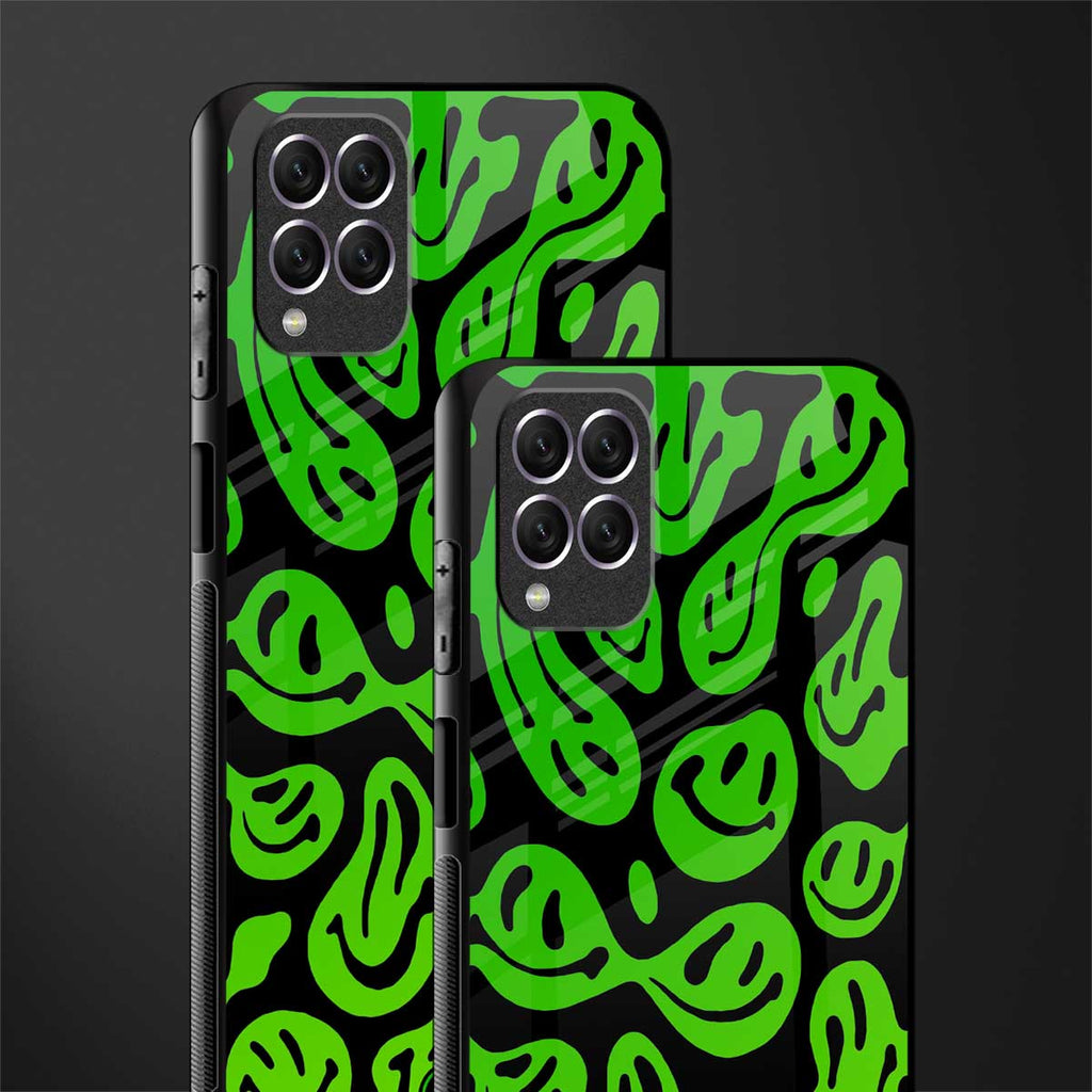 acid smiles neon green glass case for samsung galaxy f62 image-2